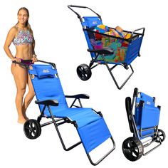 PRICES MAY VARY. Title: Beach Cart Chair – 2 in 1 Turns from Beach Cart to Beach Chair – Large Wheels – Easy to Use – Large Capacity – Blue Color. Product Type: Categories > Gardening & Lawn Care > Outdoor Carts > Garden Carts Blue Striped Chair, Beach Supplies, Outdoor Cart, Spring Camping, Beach Cart, Striped Chair, Beach Items, Beach Gear, Beach Chair