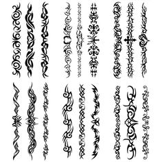 the different types of tattoo designs are shown in black and white on a white background