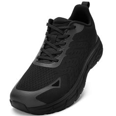 the nike air max running shoe is black and has an upper lace that matches it