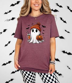 Ghost Coffee T-Shirt - Halloween Ghost Shirt - Ghost Fall Coffee Shirt - Spooky Season T-Shirt - Halloween Gift - Cute Fall Shirt - Coffee Lover Gift 👻This Coffee Lovers shirt is a perfect gift for everyone! Our shirts are made with the highest quality materials & are super soft, comfy & cozy! 👻 🟢 HOW TO ORDER 🟢 1. Check and Review ALL Photos 📷 2. Select Your T-Shirt Style, Size and T-Shirt Color from drop down menus ✨ 3.Select Your Design Print Color from images and mention in personalizat Fun Halloween Short Sleeve Shirt, Spooky Cartoon Print T-shirt For Fall, Fall Spooky Cartoon Print T-shirt, Spooky Short Sleeve T-shirt For Fall, Fall Novelty T-shirt With Funny Print, Spooky Pre-shrunk T-shirt For Fall, Halloween Short Sleeve Pre-shrunk T-shirt, Funny Print Novelty T-shirt For Fall, Pre-shrunk Short Sleeve T-shirt For Halloween