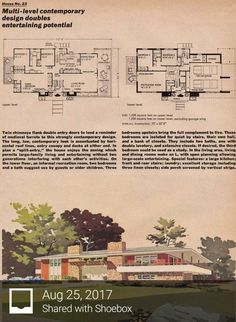 an old house is featured in this advertisement for the mid century modern home design and construction