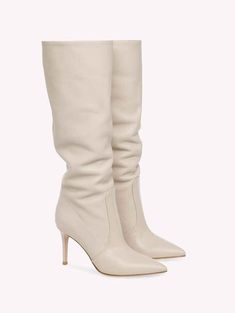 Elegant Knee-high Boots For Spring, Elegant Knee-high Boots With Reinforced Heel For Spring, Elegant High Heel Knee-high Boots For Spring, Spring Party Calf Leather Heeled Boots, Mid Heel Boots, Winter 22, Stiletto Boots, Fashion Wishlist, Fall 2022