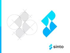 the logo for sinto is shown in blue and white, with an image of three circles