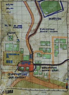 an old map shows the location of several buildings and roads in this area, including a train