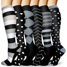 OUR COMPRESSION SOCKS- (20-30 mmHg) are recommended by doctors and preferred by trainers. The smooth heel and toe provide unmatched comfort. We carefully designed and manufactured our compression socks to provide premium support, comfort, and relief without compromising your mobility. Form fitting, lightweight, and breathable fabric features maintain joint stability regardless of activity.COMPRESSION IS PROVEN to allow you to move faster, react quicker and use less energy. Targeted compression z Womens Compression Socks, Christmas Mom, Compression Socks, 6 Packs, 6 Pack, Unique Colors, Socks Women, Breathable Fabric, Women Men