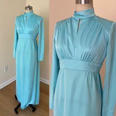 Awesome 1970s knit (polyester I assume; unmarked) knit dress. Would be perfect for a singular bridesmaid or a fun vintage night out. Factory made; The manufacturers label has been cut out but the union label remains . Approx a size small. The waist is raised but measures 28 at the smallest point. (keep in mind this sits high and has no spandex). bust is best for approx a 34. (hard to get true measurements) 43' was it to hem. condition is good; but not perfect. This has been gently cleaned. The i Vintage Long Fitted Maxi Dress, Fitted Long Retro Dress, 1970s Fitted Floor-length Maxi Dress, 1970s Style Fitted Floor-length Maxi Dress, Vintage Night, The Union, Hard To Get, Not Perfect, Dress Clothes For Women