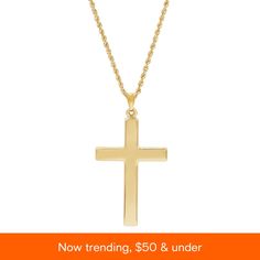 in stock 14k Yellow Gold Custom Fine Jewelry Necklace, Formal Polished Cross Pendant Necklace, Custom 14k Yellow Gold Fine Jewelry Necklace, 14k Gold Cross Jewelry With 17 Jewels, Formal Fine Jewelry Custom Yellow Gold Necklace, Yellow Gold Plated Crucifix Jewelry, Elegant Yellow Gold Jewelry From Macy's, Classic 14k White Gold Custom Necklace, Luxury Crucifix Jewelry For Anniversary