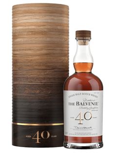 the balvenie 40 year old single cask with wooden box and paper sleeve