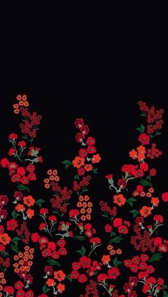 red flowers on black background with space for your text or image to be added in the bottom right corner