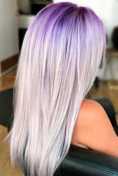 Auburn Blonde Hair, Purple Blonde Hair, Purple Grey Hair, Long Sleek Hair, Red Hair With Blonde Highlights, Gray Hair Styles, Light Purple Hair, Red Blonde Hair