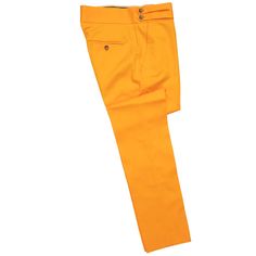 A must-have style in every man’s wardrobe, you will never look boring again with these solid trousers in orange. Elegantly made with high quality craftsmanship in a straight fit, flat-front style from premium quality cotton, these trousers feature a button and zip closure with a wide waistband with two extended fastening tabs. This pair of men's pants is perfect for work and everyday wear, business meetings, parties, gala dinners or summer weddings. Buy it for yourself, or gift it to a loved one for an anniversary, holiday, birthday or just because. Actual colors may vary. This is due to computer monitors displaying colors differently and everyone can see these colors differently. ABOUT: • Brand: Chiragh • Color: Orange • Features: Four pockets, cummerbund-style waistband • Fit: Slim strai Formal Orange Pants For Spring, Orange Straight Leg Work Pants, Fitted Cotton Work Pants For Summer, Fitted Orange Pants For Formal Occasions, Formal Orange Trousers, Fitted Orange Formal Pants, Orange Ankle-length Workwear Pants, Orange Formal Bottoms For Spring, Orange Cotton Straight Leg Pants