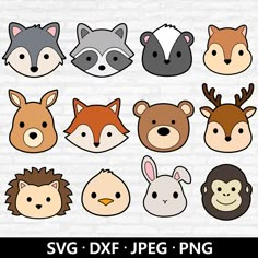 woodland animal heads svg dxf png