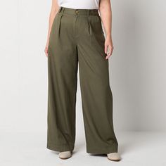 This pair of a.n.a women's wide-leg trousers is an ultra-chic style that's perfect for the office or a classy brunch look. Made from a cotton-twill blend, these trousers have a pleated front, a relaxed-fit, multiple pockets and a button-zip fly. Wear them with a fitted top. Front Style: Pleated FrontClosure Type: Button & ZipperFit: Relaxed FitPockets: 2 Back Slip Pockets, 2 Side Slip PocketsRise: At WaistFiber Content: 65% Tencel Lyocell, 24% Cotton, 11% LinenFabric Description: TwillLining: Pa Classy Brunch, Trousers Women Wide Leg, Fitted Top, Straight Trousers, Pants Trousers, Wide Leg Trousers, Trousers Women, Cotton Twill, Chic Style