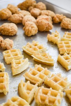 the waffles are ready to be cooked in the oven and eaten for lunch