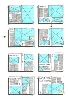 the steps in how to make a website page with blue paper and black marker markers