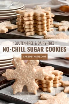 gluten - free and dairy - free no - chill sugar cookies on baking sheet