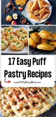 17 Easy Puff Pastry Recipes ideas from filling ice cube trays for appetizers or pockets and bites or pie crust, sausage rolls and desserts Easy Puff Pastry Appetizers, Starters Snacks, Food Starters, Snacks Savory, Puff Pastry Recipes Appetizers, Savory Puff Pastry, My Recipe Book