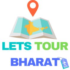 an open book with the words let's tour bharat on it and a map