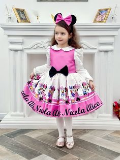 Dress your little one in enchanting elegance with our Pink Minnie Mouse Costume, designed especially for baby girls. This adorable dress is the epitome of charm, featuring a delightful blend of sparkles and Minnie Mouse pictures that will capture every heart. Crafted for special occasions, this toddler Minnie costume is the ideal choice for your little one's birthday celebration or any festive event. The dress exudes a magical aura, creating a memorable and picture-perfect moment for your precio Pink Minnie Mouse Costume, Minnie Mouse Birthday Dress, Birthday Dress Toddler, Minnie Costume, Minnie Mouse Birthday Theme, 1st Birthday Dress, Dress For Special Occasion, Minnie Dress, Minnie Mouse Costume