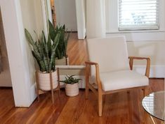 a living room filled with furniture and a mirror on the wall next to a plant