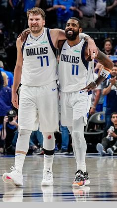 NBA basketball wallpaper background of Dallas Mavericks stars Luka Doncic and Kyrie Irving on the court together in the NBA Finals Basketball Background Aesthetic, Nba Moments, Nba Pics