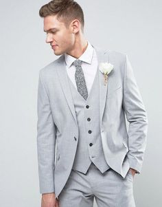 Grey Suit Styling, Mens Suit For Wedding, Grey Mens Suit, Grey Suit Wedding, Suit For Wedding, Light Grey Suits, Wedding Organizer, Black Tux, Grey Wedding