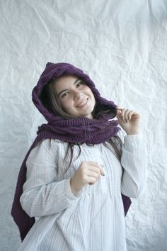 Hand Knit Purple Wool Hooded Cable Long Scarf, Woman Fashion Trends, Autumn Gifts, Knit Scarf, Outdoors Gift, Christmas Gifts, Gift for Her. This Purple Hooded Long Scarf is perfect for the changing weather, and will be fun to wear all season long. This Wool Long Scarf is cozy and stylish.It s very soft and warm. This Hand Knit Cowl was done with Love. This Cable Knit Hooded Scarf is easy to chance around for many different looks and styles. Make room your wardrobe for knit accessories. One size Cozy Purple Hoodie For Winter, Warm Knit Hooded Hoodie, Cozy Knitted Winter Hoodie, Cozy Knitted Hoodie For Winter, Warm Knit Hoodie For Cold Weather, Hand Knitted Hooded Winter Outerwear, Hooded Warm Winter Bonnet, Warm Hooded Winter Bonnet, Knitted Hoodie For Cold Weather