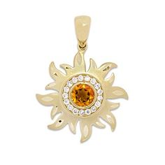 Sun Pendant with Citrine and Diamonds in 14K Yellow Gold - 24mm Atum Aesthetic, Moon Fashion, Sun Design, Hawaiian Jewelry, Sun Pendant, Lovely Jewellery, Diamond Halo, Lucky Charm, Beautiful Things