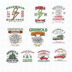 the logos for various businesses are shown in different colors and sizes, including greenwold