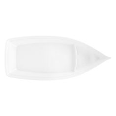 an empty white plate is shown on a white background for use as a serving platter