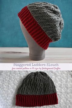 Slouch Hat Pattern Free, Slouch Hat Crochet Pattern, Crochet Mens Scarf, Quick Crochet Gifts, Slouch Hat Pattern, Slouchy Hat Pattern, Crochet Slouch Hat, Hat Crochet Pattern