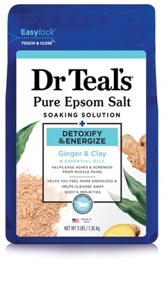 Dr Teal's Soaking Solution combines pure Epsom salt (Magnesium Sulfate USP) which has long been known to revitalize tired, achy muscles and refresh skins appearance, with luxurious essential oils to soothe the senses and help provide relief from stress. Ginger and Clay help to cleanse your body by removing harmful toxins while helping you feel more energized. Soak for 20 minutes for relief of sore muscles. Be sure to combine with your favorite Dr Teal's Foaming Bath Our bags feature a VELCRO Bra Velcro Bra, Epsom Salt Magnesium, Body Detoxification, Period Hacks, Foaming Bath, Magnesium Sulfate, Cleanse Your Body, Health Knowledge, Bath Oils