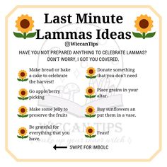 a poster with the words last minute llamas ideas and sunflowers on it