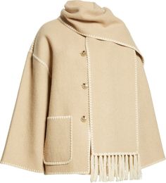 Totême Chain Stitch Wool Blend Scarf Jacket | Nordstrom Toteme Scarf Jacket, Wool Jacket Outfit, Toteme Scarf, New Look Clothes, Scarf Jacket, Modesty Outfits, Coat Women Fashion, Wool Blend Jacket, Fashion Mode