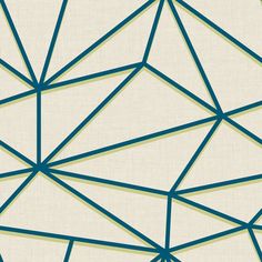 a white and blue geometric wallpaper with lines on the bottom half of it, in shades of teal