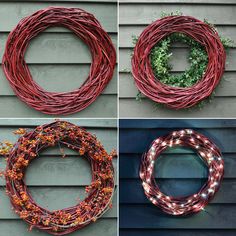 four different ways to make a grapevine wreath