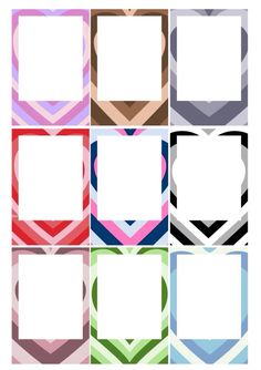 six square frames with different colors and patterns on the bottom one has an empty space for text