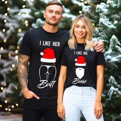 "Matching Christmas Shirts, Couple Christmas Shirts, Funny Christmas Couples Shirt, Couples Shirts, Christmas Couple Sweaters, Christmas Gift H O W T O O R D E R 1. Simply select the size of your shirt individually and then click \"Add to Cart\" 2. Repeat each step for each shirt that you need. Add as many as needed to your cart and then proceed to checkout. 3. Submit order ♥ The items are printed after the payment has been cleared within 1-3 business days, sometimes faster. This is the time whe Couple Outfits Formal, Christmas Couple Outfits, Christmas Couple Shirts, Couples Christmas Shirts, Couple Sweaters, Classy Christmas Party, Christmas Shirts Funny, Family Christmas Sweaters, Ugly Christmas Sweater Couples