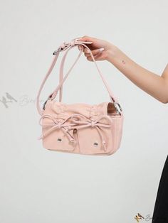 Bird in Bag - Women's Pearl-Finish Pleated Shoulder Bag Korean Purse, Adjustable Bag, Pink Purse, Baguette Bag, Bird In Bag, Bag Bag, Pink Bag, Cute Pink, Chain Strap