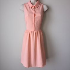 New With Tags. Peach H&M Dress. Us Size 12 . Material: Polyester Sleeveless Peach Mini Dress For Day Out, Pink Collared Dress For Day Out, Pink Collared Dresses For Spring, Fitted Pink Mini Dress By H&m, H&m Pink Sleeveless Dress, Fitted Peach Midi Dress For Day Out, Summer Pink Midi Dress For Work, Summer Workwear Pink Midi Dress, H&m Fitted Summer Midi Dress