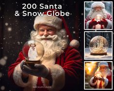 there are pictures of santa and snow globes