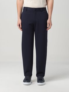 Pants EMPORIO ARMANI Men color Blue Navy Business Casual Pants With Straight Hem, Navy Tapered Leg Pants With Pockets, Navy Business Casual Bottoms With Straight Hem, Navy Straight Hem Pants For Business Casual, Navy Bottoms For Business Casual With Straight Hem, Navy Tapered Leg Pants With Welt Pockets, Navy Straight Work Pants With Pockets, Navy Casual Work Pants With Welt Pockets, Navy Straight Leg Pants With Welt Pockets