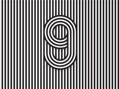 the letter g is made up of black and white stripes