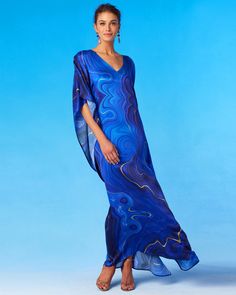 NicoBlu® Lavinia Silk Kaftan in Lapis Lazuli Blue – NICOBLU Lapis Lazuli Blue, Casual Luxe, Short Kaftan, Empire Romain, The Roman Empire, Long Kaftan, Silk Kaftan, Lapis Lazuli Stone, Silk Slip