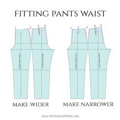 the sewing pattern shows how to fit pants with measurements for each individual body shape and size