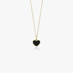 Our new dainty black heart pendants/necklaces. ★ Pendant/Necklace Details (You can order this design as only a pendant or as a necklace)• Gold Karat: 14K Solid Gold (All pieces are made with real 14k solid gold, and stamped for authenticity)• Available Gold Color: Yellow Gold (white gold, and rose gold are available upon request)• Heart Dimensions: 9.3 mm by 9.0 mm (without the bail)• Bail opening is 3.6 mm