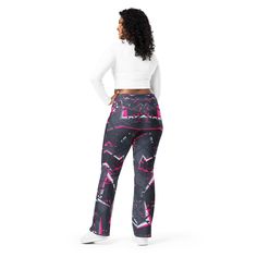 Designed to enhance your figure, these trendy leggings feature a high waist and a butt-lifting cut. The flared leg bottoms add a touch of style and make the leggings comfortable. Wear them on a walk, to the gym, or style them up with a bomber jacket or hoodie. * 74% recycled polyester, 26% elastane * Soft and stretchy premium quality fabric with a mild compression feel * Moisture-wicking fabric * UPF 50+ protection * High-waisted with a butt-lifting cut * Flared design from the knee down * Double-layered waistband with a pocket on the inside * The fabric is OEKO-TEX 100 standard certified * Blank product components sourced from China and Turkey Disclaimer: If body measurements fall between sizes, size up for a comfortable fit and size down for a snug fit. This product is made especially fo Trendy Wide Leg Workout Pants, Trendy Flare Yoga Pants, Casual Flare Leggings In Elastane, Fitted Flare Bottoms For Streetwear, Trendy Flare Elastane Yoga Pants, Trendy Flared Elastane Yoga Pants, Trendy Elastane Workout Pants, Casual Stretch Elastane Flares, Casual High Waist Elastane Flares