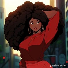 Black Woman Afro, Woman Afro, Black Woman Artwork, Black Cartoon Characters, Afrocentric Art, Black Anime Characters, Black Artwork, Black Cartoon, Black Love Art