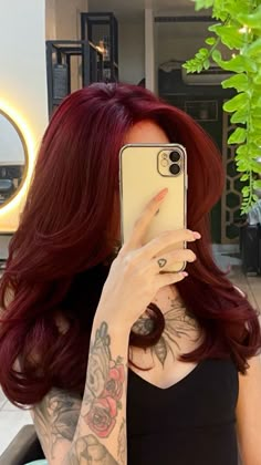 Wine Hair Color, Cherry Red Hair, Wine Red Hair, Wine Hair, Red Hair Inspo, Cherry Hair, Dyed Red Hair, Dark Red Hair, Pretty Hair Color