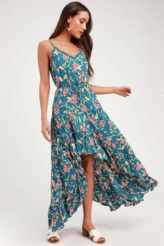 Cute Floral Dresses and Printed Party Attire | Latest Styles of Women's Floral-Print Dresses at Great Prices Maxi Length Dresses With Buttons For Garden Party, Maxi Length Button Dresses For Garden Party, Garden Party Maxi Dress With Buttons, Flowy Buttoned Dress For Garden Party, Spring Vacation Maxi Dress With Buttons, Spring Rayon Dress For Garden Party, Sleeveless Buttoned Dresses For Brunch, Sleeveless Dresses With Buttons For Brunch, Spring Maxi Dress With Buttons